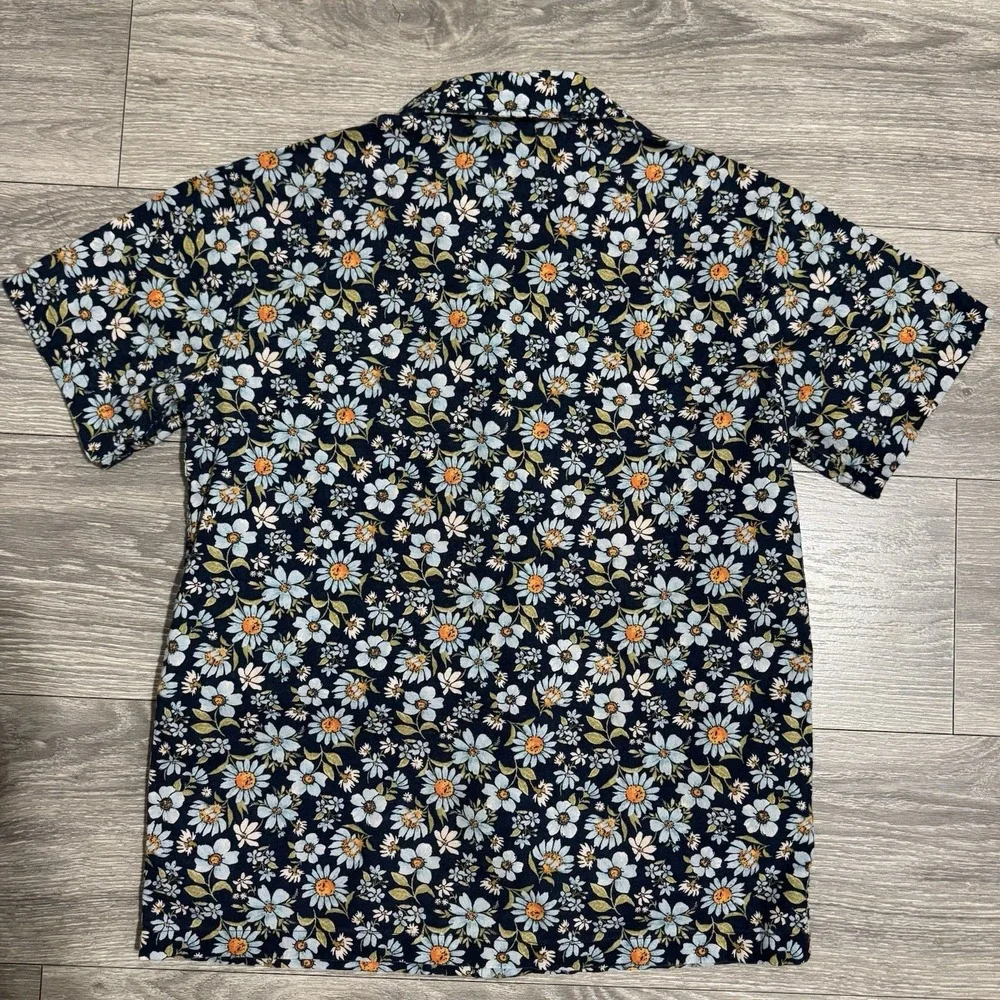Kids Old Navy‎ 100% Cotton Linen Short Sleeve Button Up Shirt XL 14-16 Floral